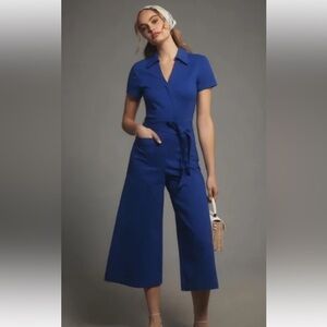 Anthropologie by Maeve Colette Crop Wide Leg Jumpsuit NWOT *Flaw